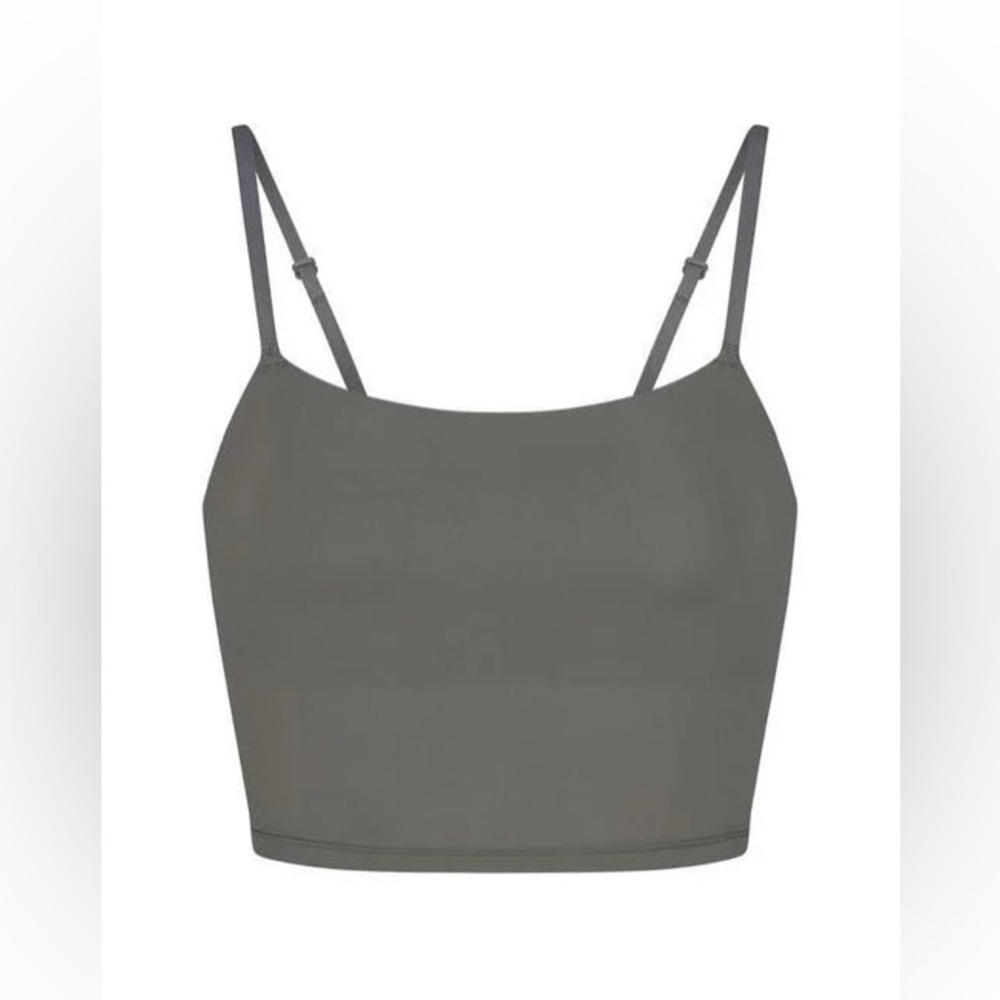 SKIMS NWT Fits Everybody Cropped Cami Top Bralette Size XS Gunmetal Gray RARE - Picture 3 of 4